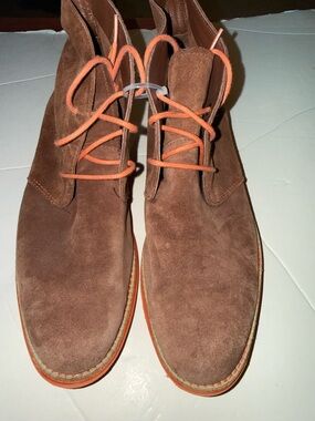 Cole Haan Lunargrand Suede Chukka Lace Up Boot Sequoia/Orange Size 8.5B